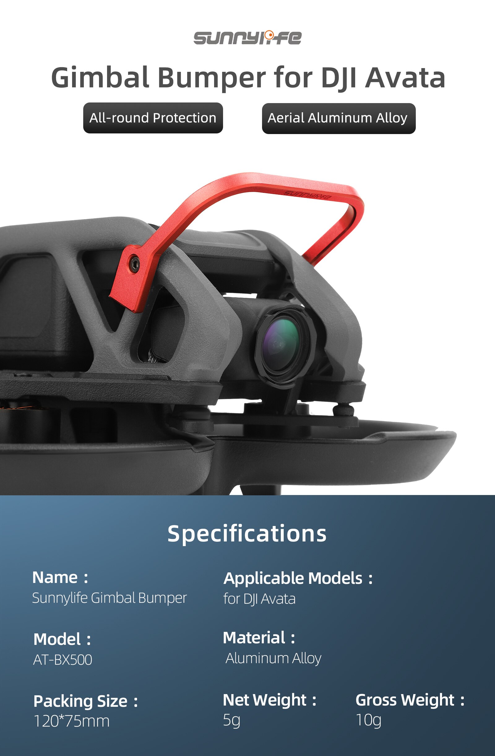 FOR DJI AVATA Gimbal Bumper Aluminum Alloy Gimbal Guard Bump-resistant Drone Camera Lens Protection for DJI Avata Accessories