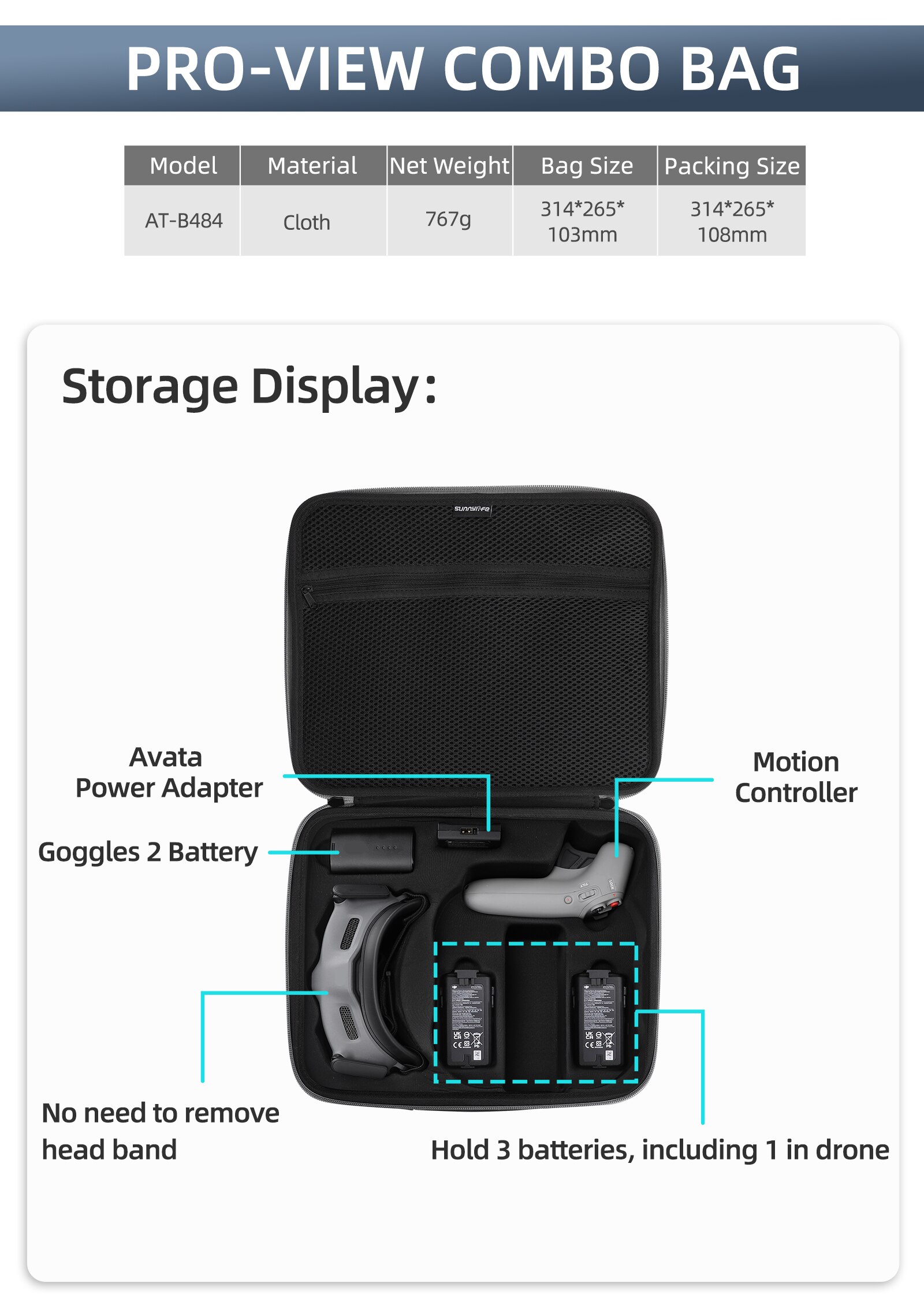 Storage Handbag for DJI Avata Case Goggles 2 Portable Carrying bag for DJI Avata FPV Accessories Kit Shoulder Bag