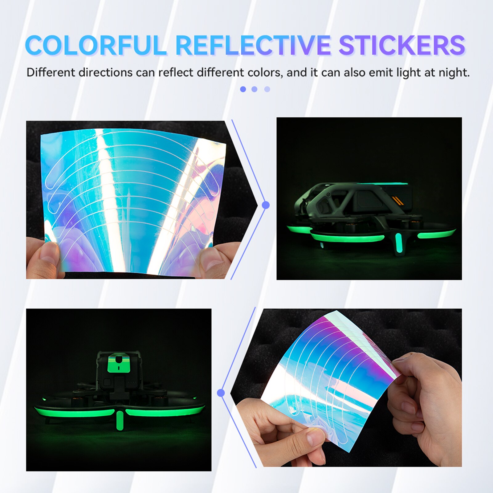 Fluorescent Decorative Stickers for DJI Avata Fpv Night Reflective Warning Sticker Glow In The Dark Luminous Tape Accessories