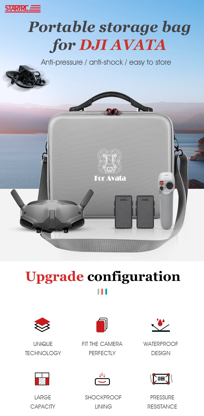 For DJI Avata Shoulder Bag PU Waterproof Carrying Case Portable Handbag for DJI FPV Flight Goggles 2/V2 Accessory Storage Bag