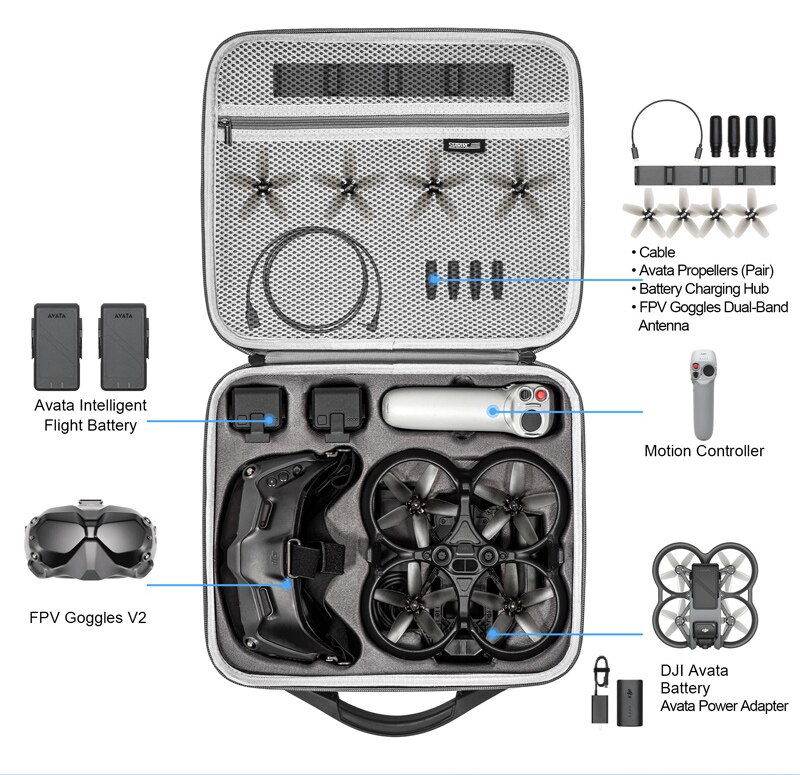 For DJI Avata Shoulder Bag PU Waterproof Carrying Case Portable Handbag for DJI FPV Flight Goggles 2/V2 Accessory Storage Bag