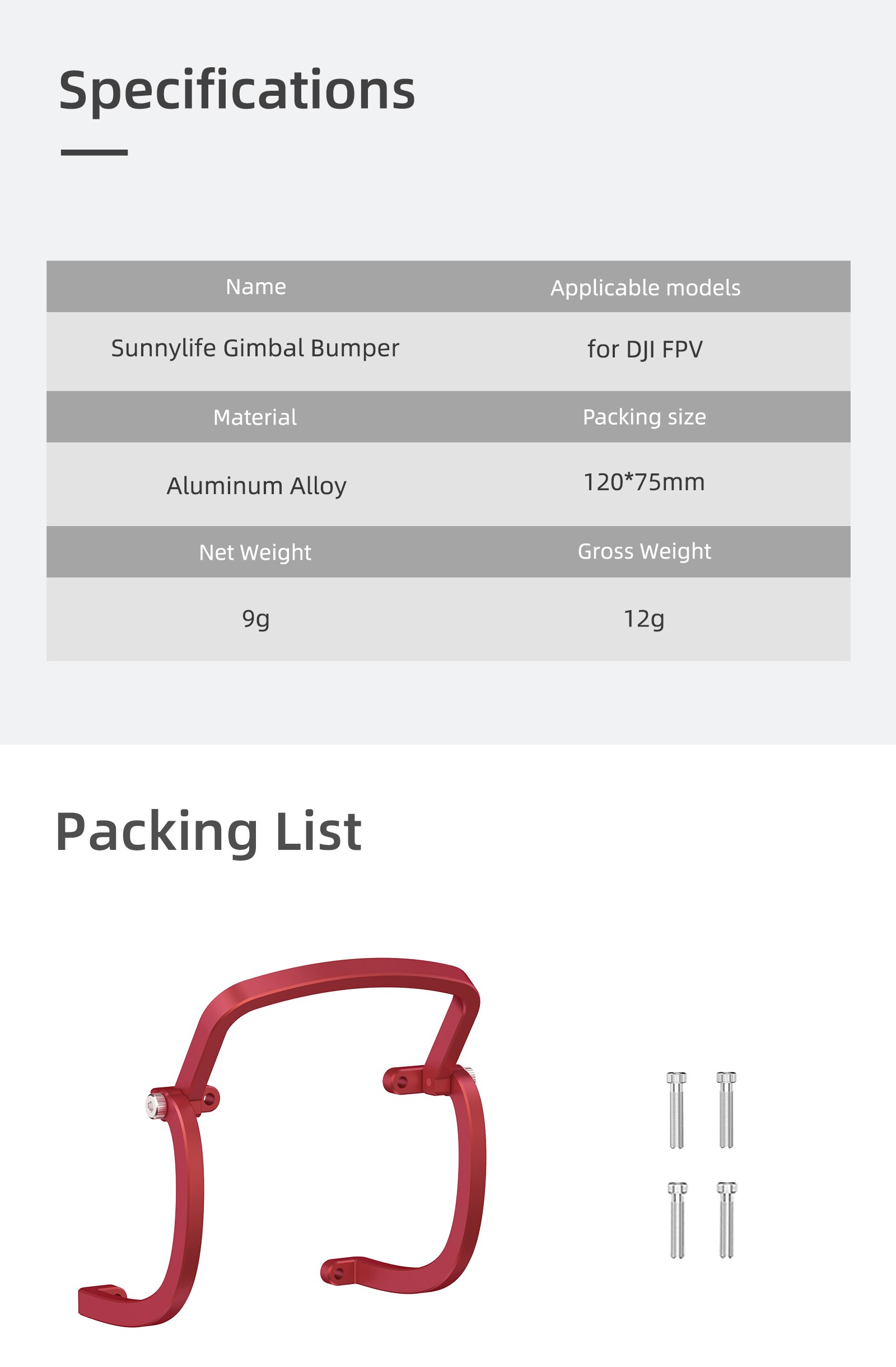 Gimbal Camera Aluminum Alloy Anti-collision Bar for DJI FPV Combo Drone Gimbal Bumper protector Gimbal Lens Bumper Accessories