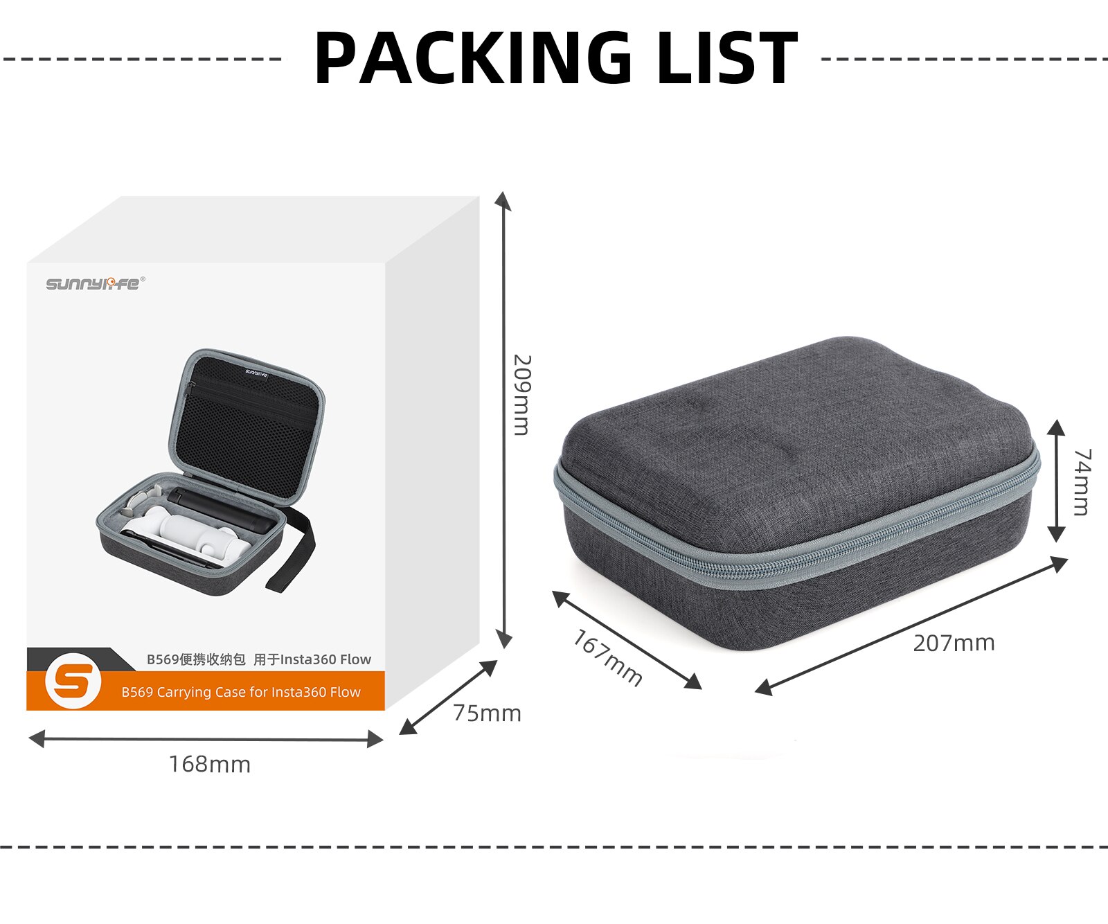 Storage Bag for Insta360 Flow Handbag Durable Portable Carrying Travel Case Handheld Gimbal Shoulder Bag Accessories