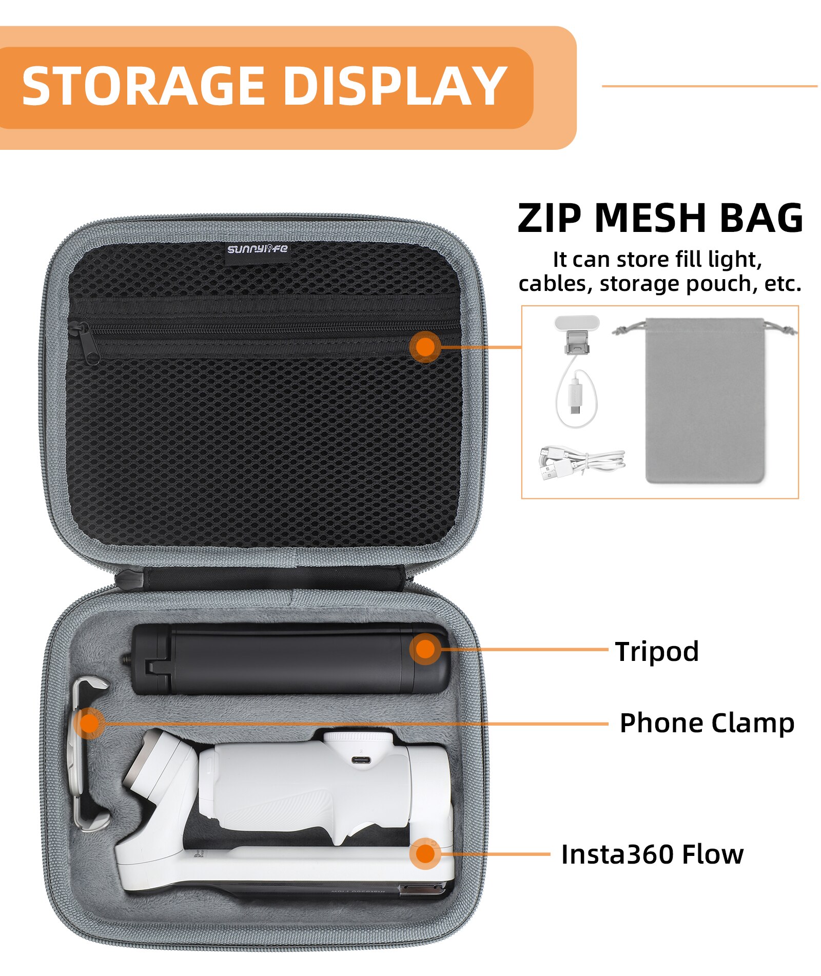 Storage Bag for Insta360 Flow Handbag Durable Portable Carrying Travel Case Handheld Gimbal Shoulder Bag Accessories