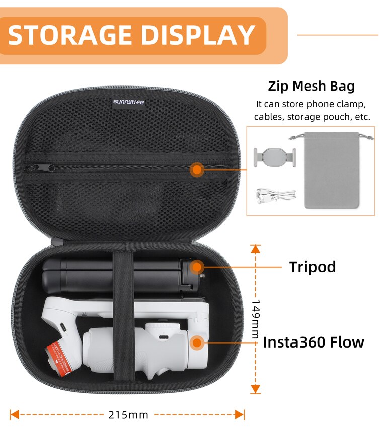 Storage Bag for Insta360 Flow Handbag Durable Portable Carrying Travel Case Handheld Gimbal Shoulder Bag Accessories
