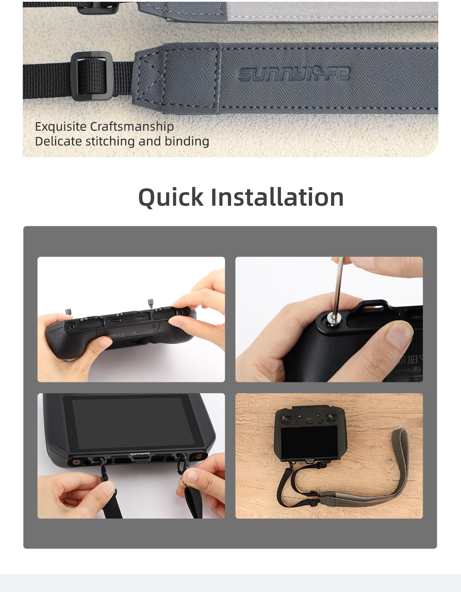 For DJI RC Pro Smart Controller High-bright Display Lanyard Neck Strap Glass Film Controller Silicone Case Set Accessories