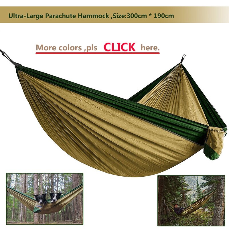 210T Nylon Parachute Hammock Light Weight Outdoor Camping Portable Single Hammock with hammock ropes and hammock carabiners