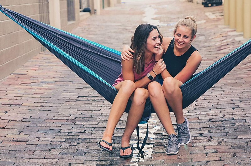 210T Nylon Parachute Hammock Light Weight Outdoor Camping Portable Single Hammock with hammock ropes and hammock carabiners