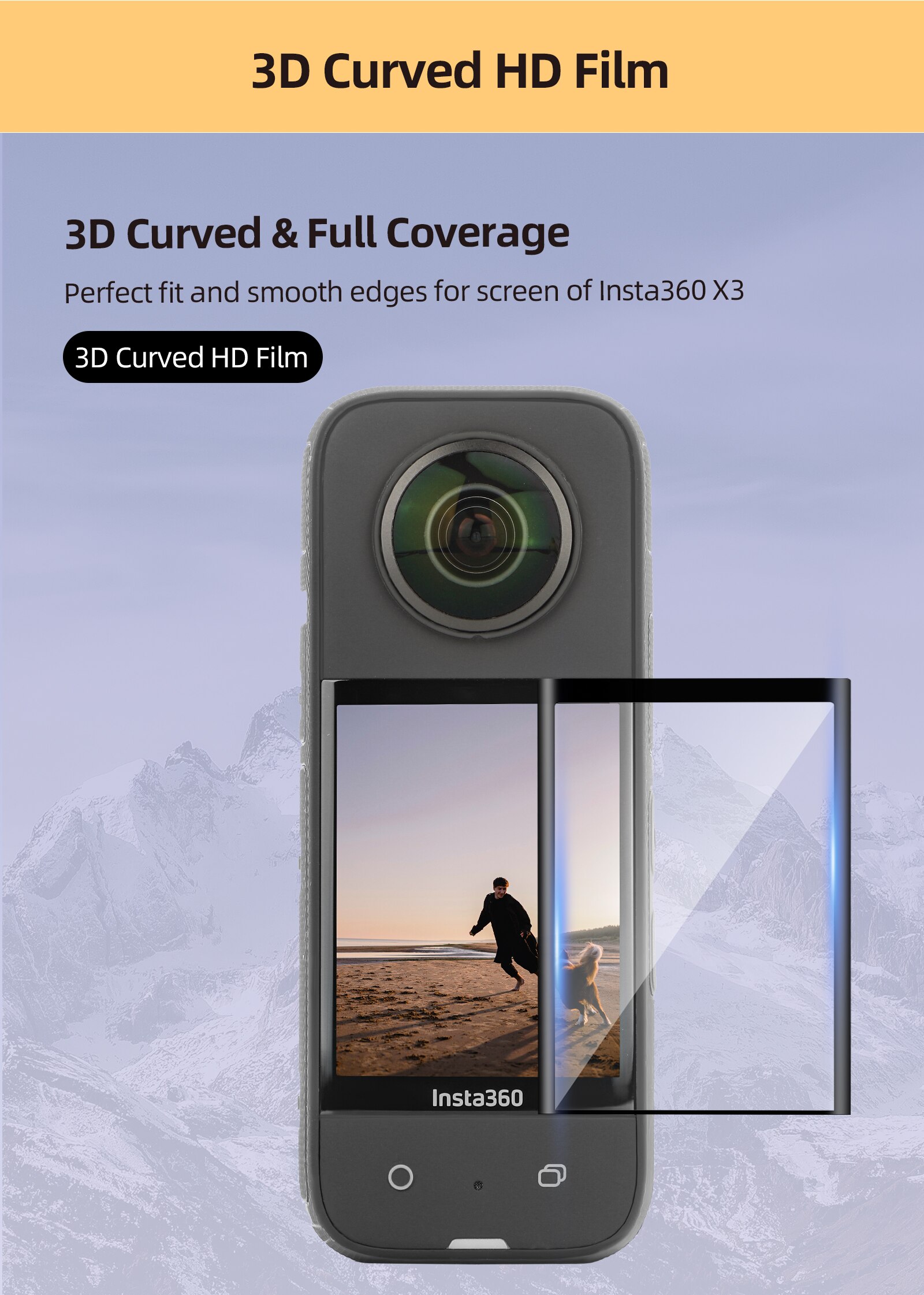 For Insta360 ONE X3 Curved Soft Film PET HD Camera Screen Protector Anti-scratch Action Camera Lens Protector Accessories