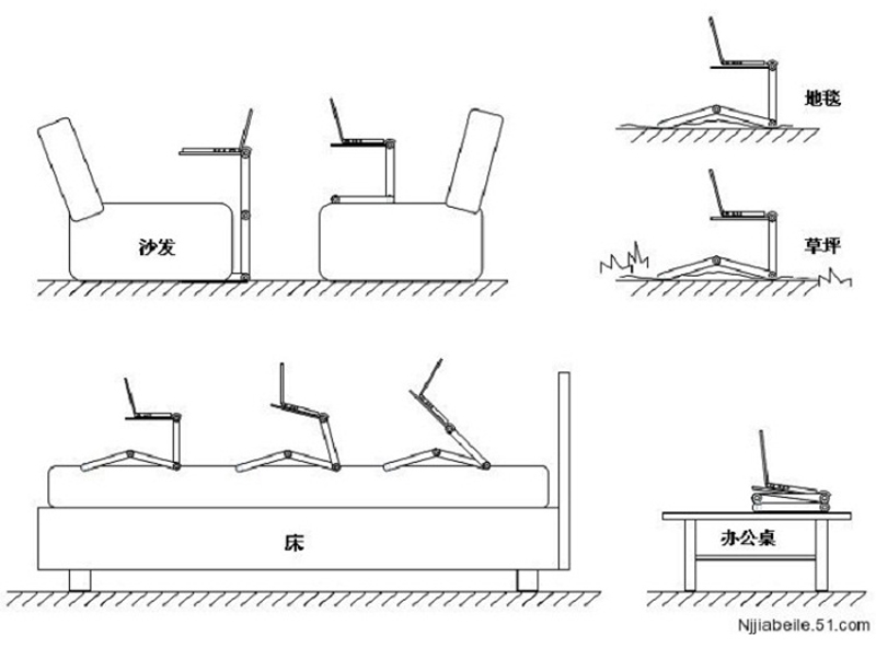 Adjustable Portable Laptop Table Stand Lap Sofa Bed Tray Computer Notebook Desk bed table with Mouse Board ZW-CD05