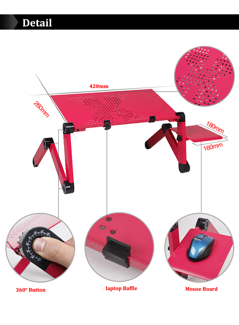 Adjustable Portable Laptop Table Stand Lap Sofa Bed Tray Computer Notebook Desk bed table with Mouse Board ZW-CD05