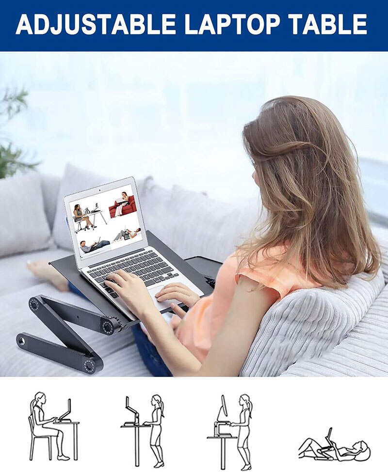 Adjustable Portable Laptop Table Stand Lap Sofa Bed Tray Computer Notebook Desk bed table