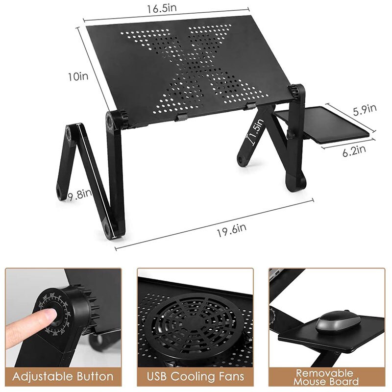 Adjustable Portable Laptop Table Stand Lap Sofa Bed Tray Computer Notebook Desk bed table with Mouse Board ZW-CD05