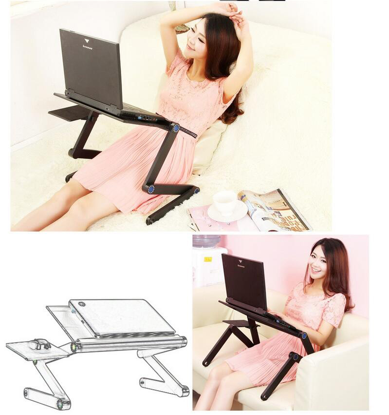 Adjustable Portable Laptop Table Stand Lap Sofa Bed Tray Computer Notebook Desk bed table with Mouse Table ZW-CD06