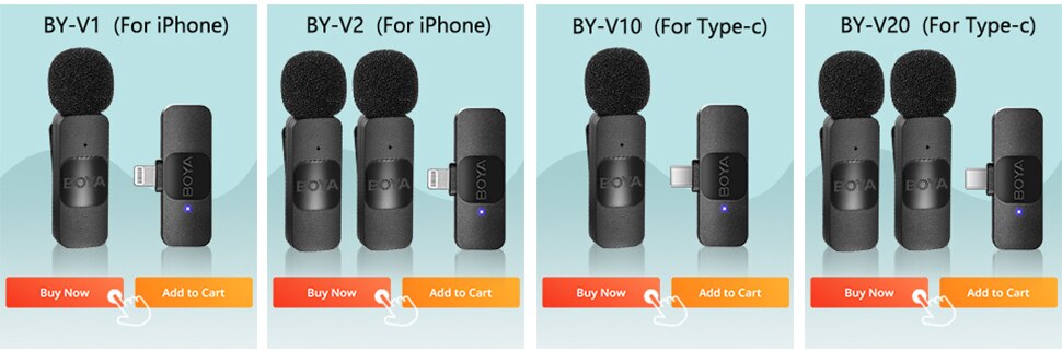 BOYA BY-W4 4-Channel Wireless Lavalier Lapel Microphone for iPhone Camera Samartphone Video Recording Podcast YouTube Streaming