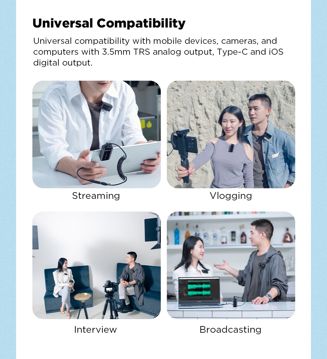 BOYA BY-XM6-K1-K6 Wireless Lavalier Microphone Portable Audio Video Recording Mic with Charging Case for Smartphone Camera Vlog