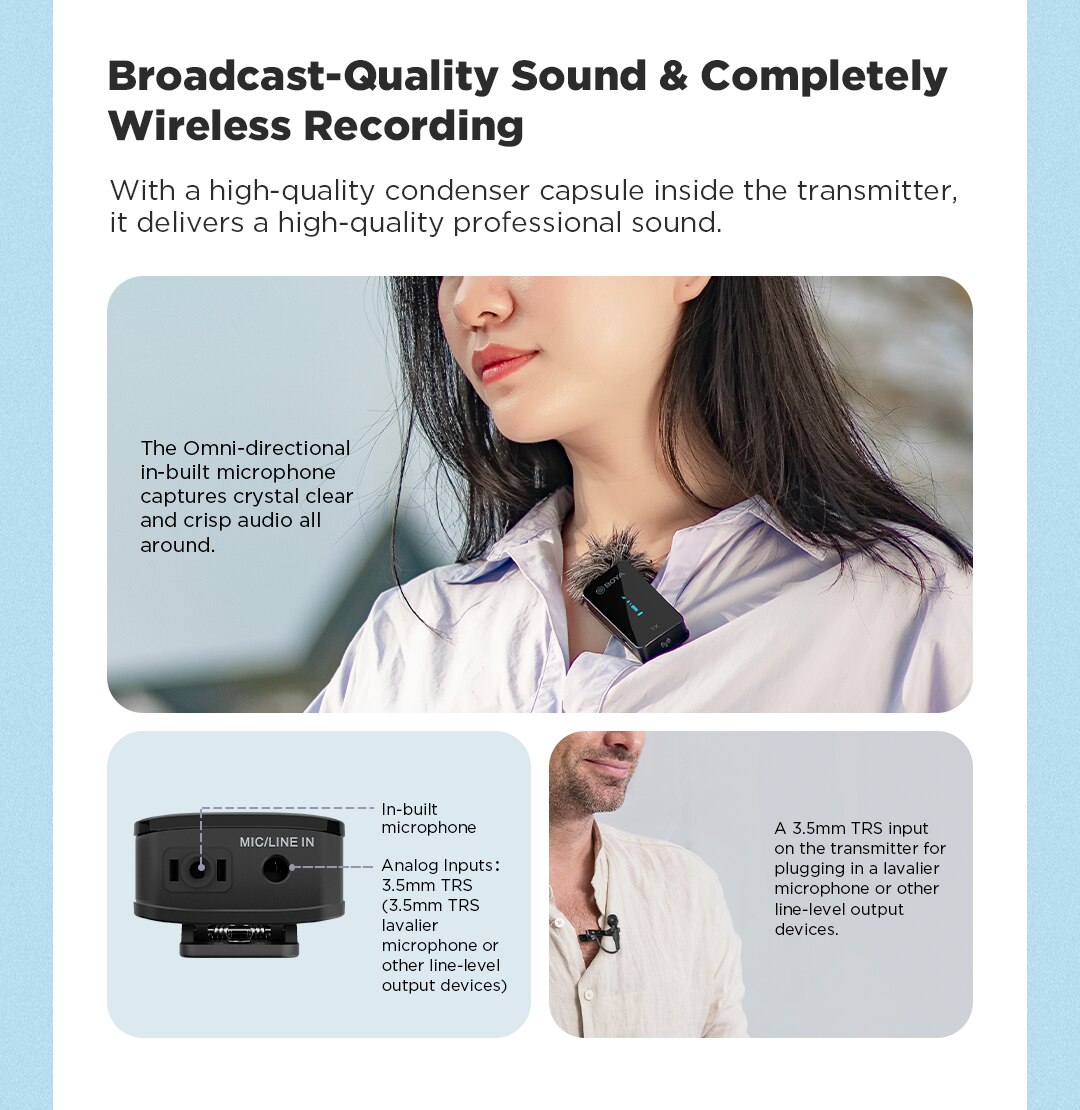 BOYA BY-XM6-K1-K6 Wireless Lavalier Microphone Portable Audio Video Recording Mic with Charging Case for Smartphone Camera Vlog