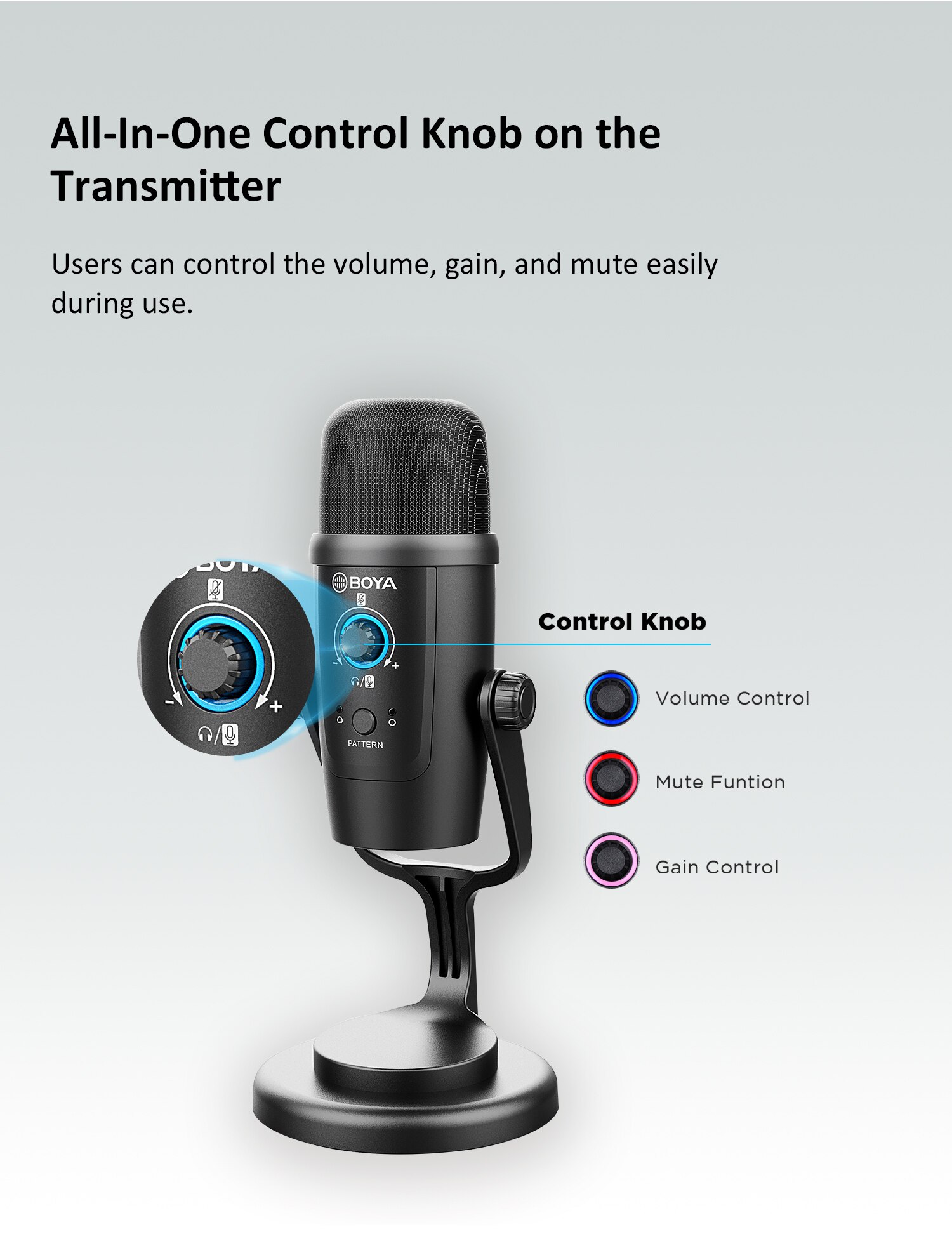 BOYA USB Condenser Wireless Microphone BY-PM500W Professional Mic for PC Laptop Streaming Recording Vocals Voice Gaming Metting