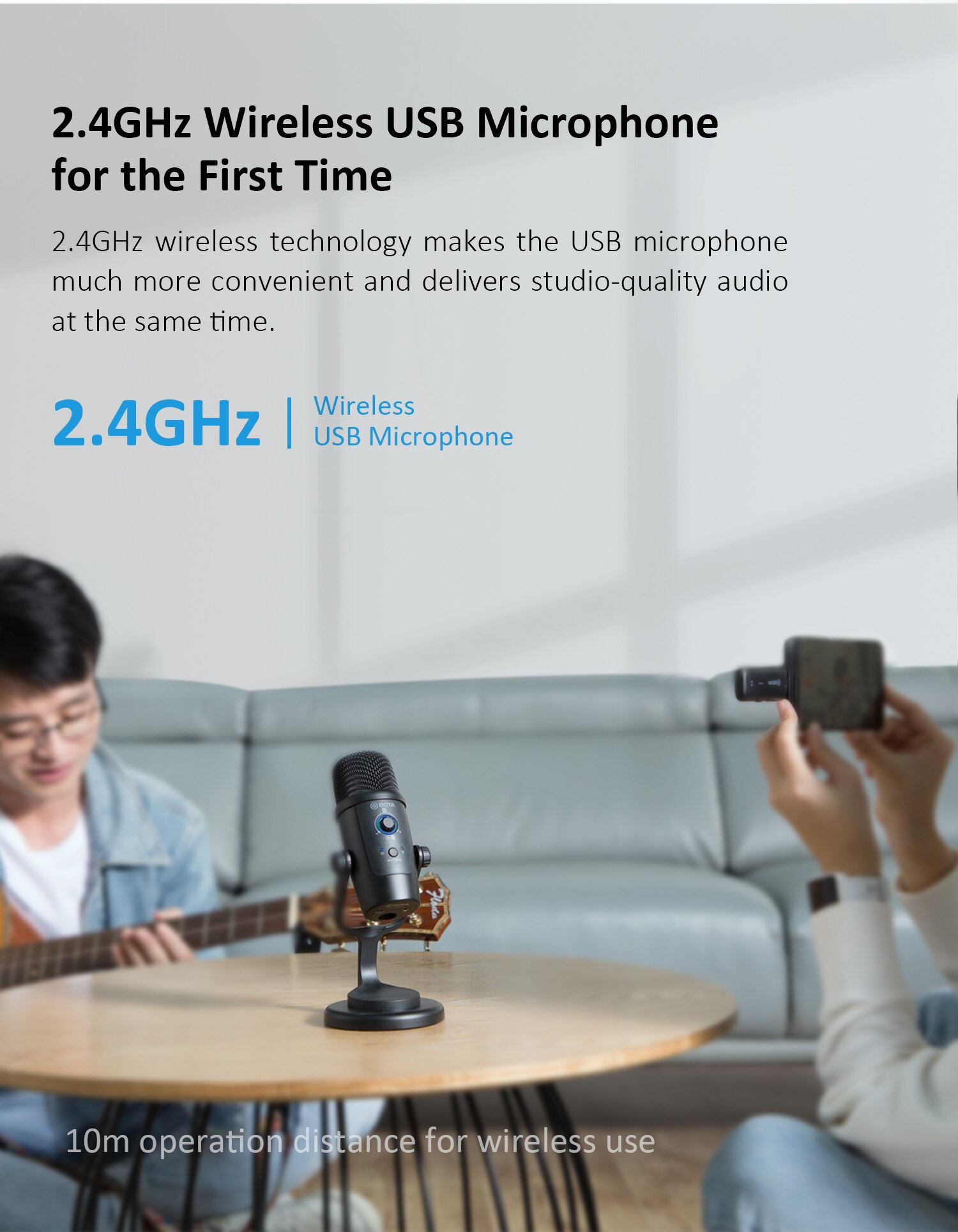 BOYA USB Condenser Wireless Microphone BY-PM500W Professional Mic for PC Laptop Streaming Recording Vocals Voice Gaming Metting