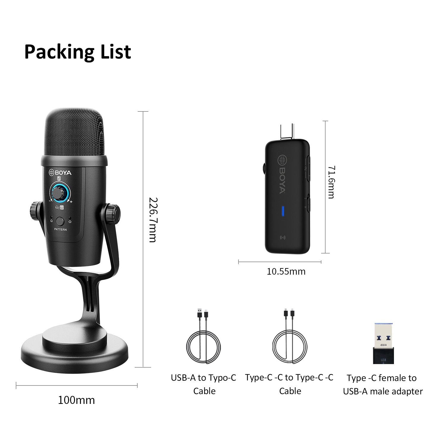 BOYA USB Condenser Wireless Microphone BY-PM500W Professional Mic for PC Laptop Streaming Recording Vocals Voice Gaming Metting