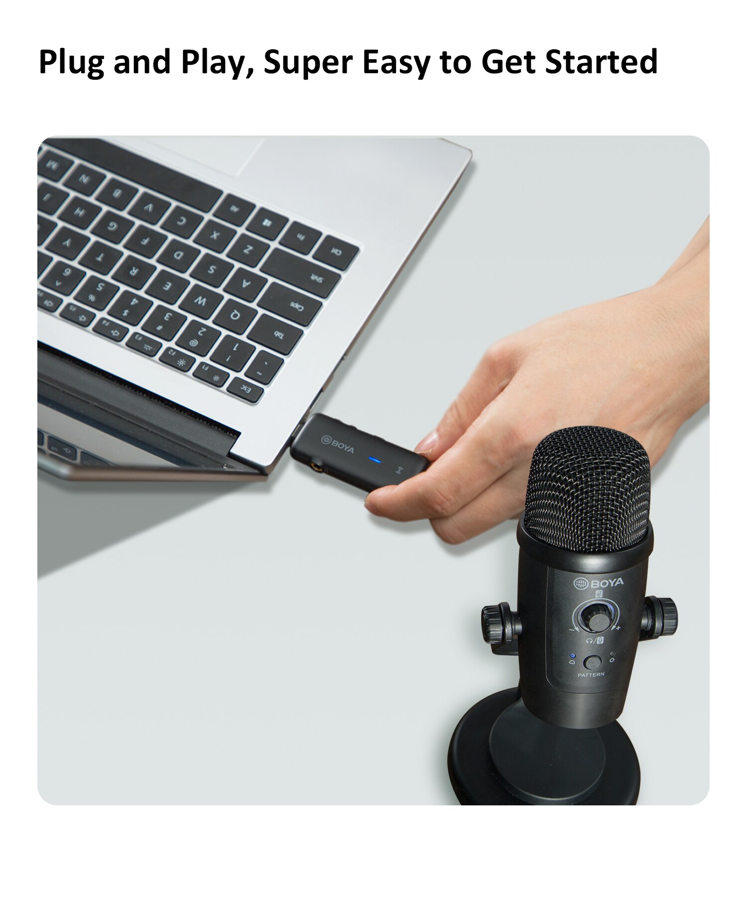 BOYA USB Condenser Wireless Microphone BY-PM500W Professional Mic for PC Laptop Streaming Recording Vocals Voice Gaming Metting