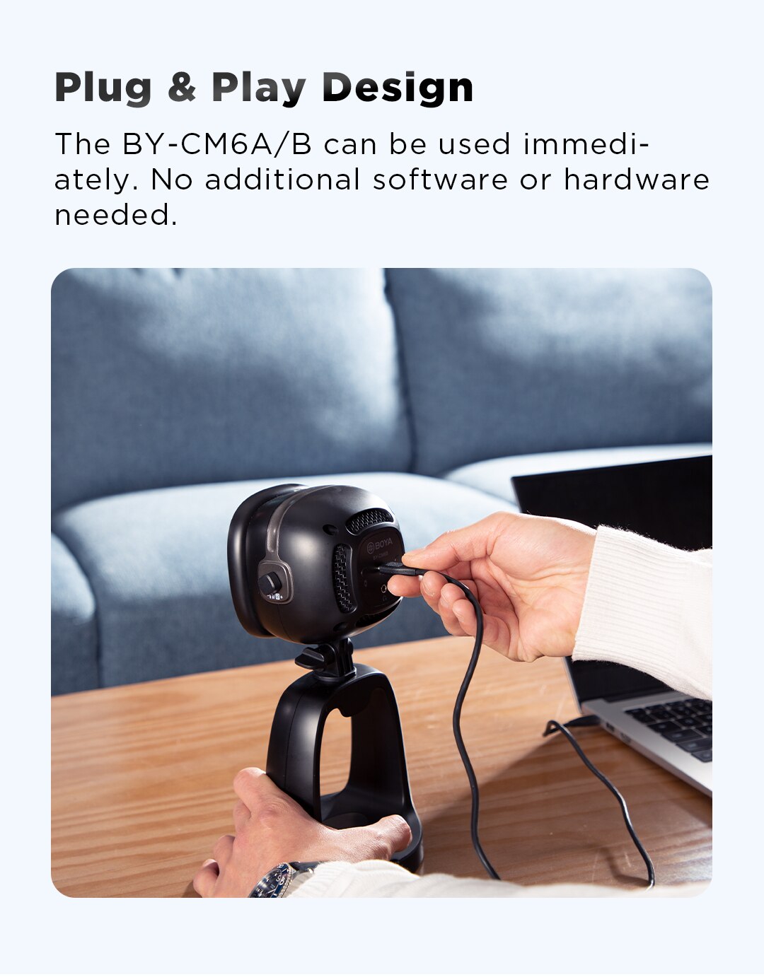 BOYA BY-CM6A/B Professional USB Condenser Microphones with LED Fill Light For PC Computer Singing Streaming Recording Studio