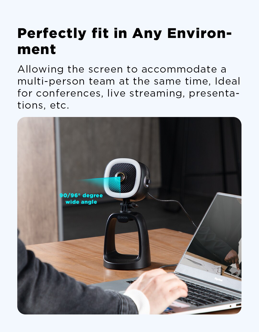 BOYA BY-CM6A/B Professional USB Condenser Microphones with LED Fill Light For PC Computer Singing Streaming Recording Studio