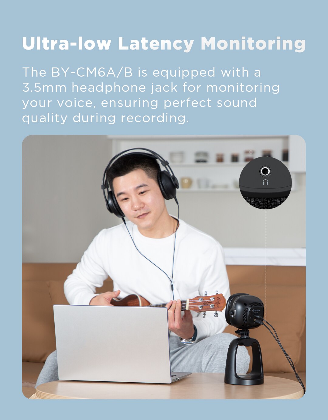 BOYA BY-CM6A/B Professional USB Condenser Microphones with LED Fill Light For PC Computer Singing Streaming Recording Studio