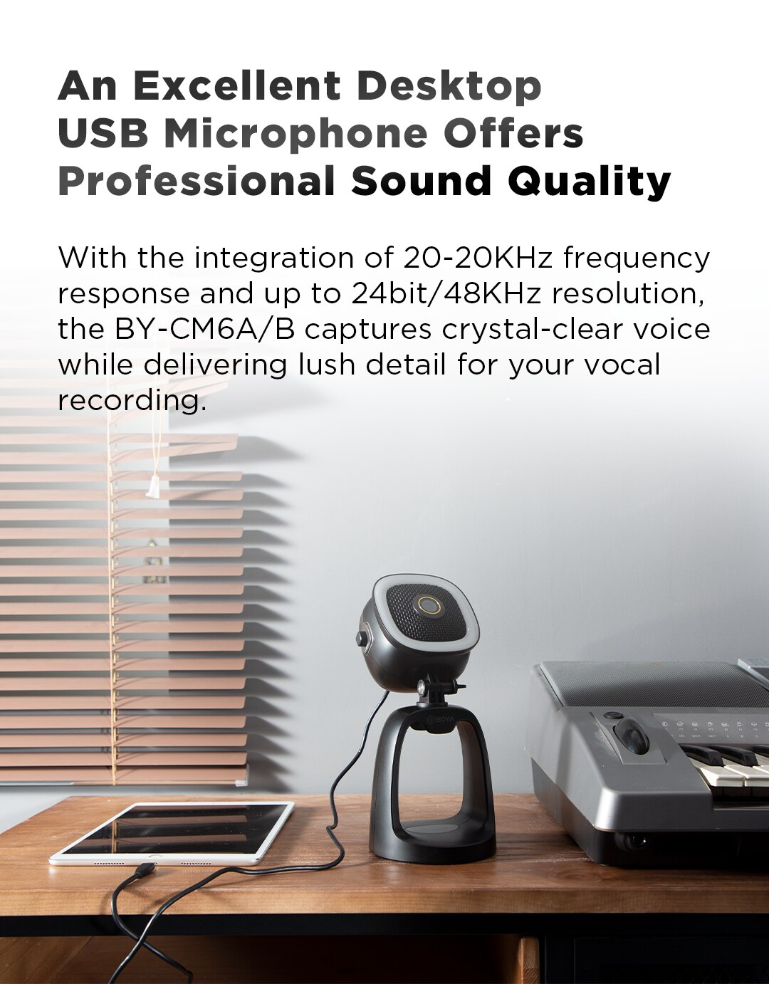 BOYA BY-CM6A/B Professional USB Condenser Microphones with LED Fill Light For PC Computer Singing Streaming Recording Studio