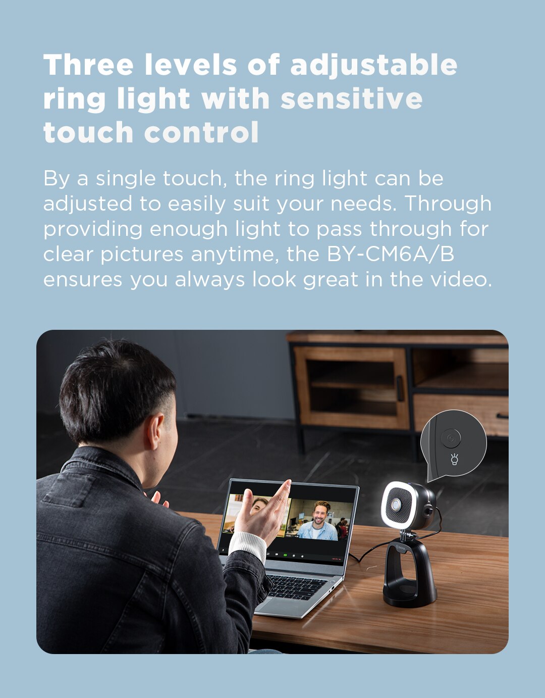 BOYA BY-CM6A/B Professional USB Condenser Microphones with LED Fill Light For PC Computer Singing Streaming Recording Studio