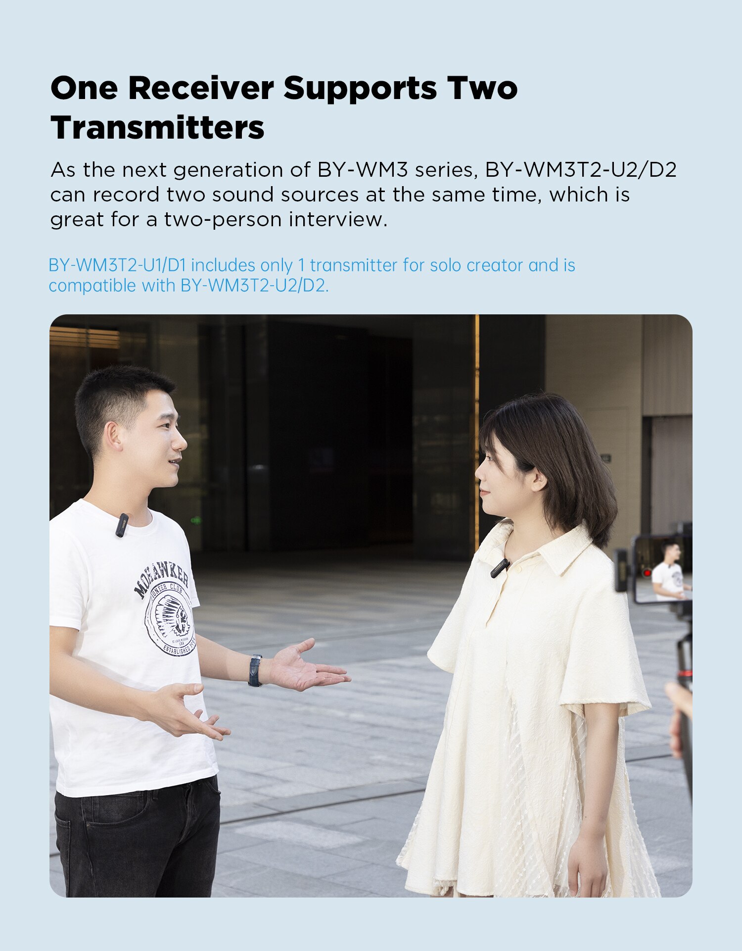 BOYA BY-WM3T2 U1/D1 Wireless lavalier Lapel Recording Microphone Type-C iphone for Mobile Phone/Tablet/Laptop Live Streams Vlog