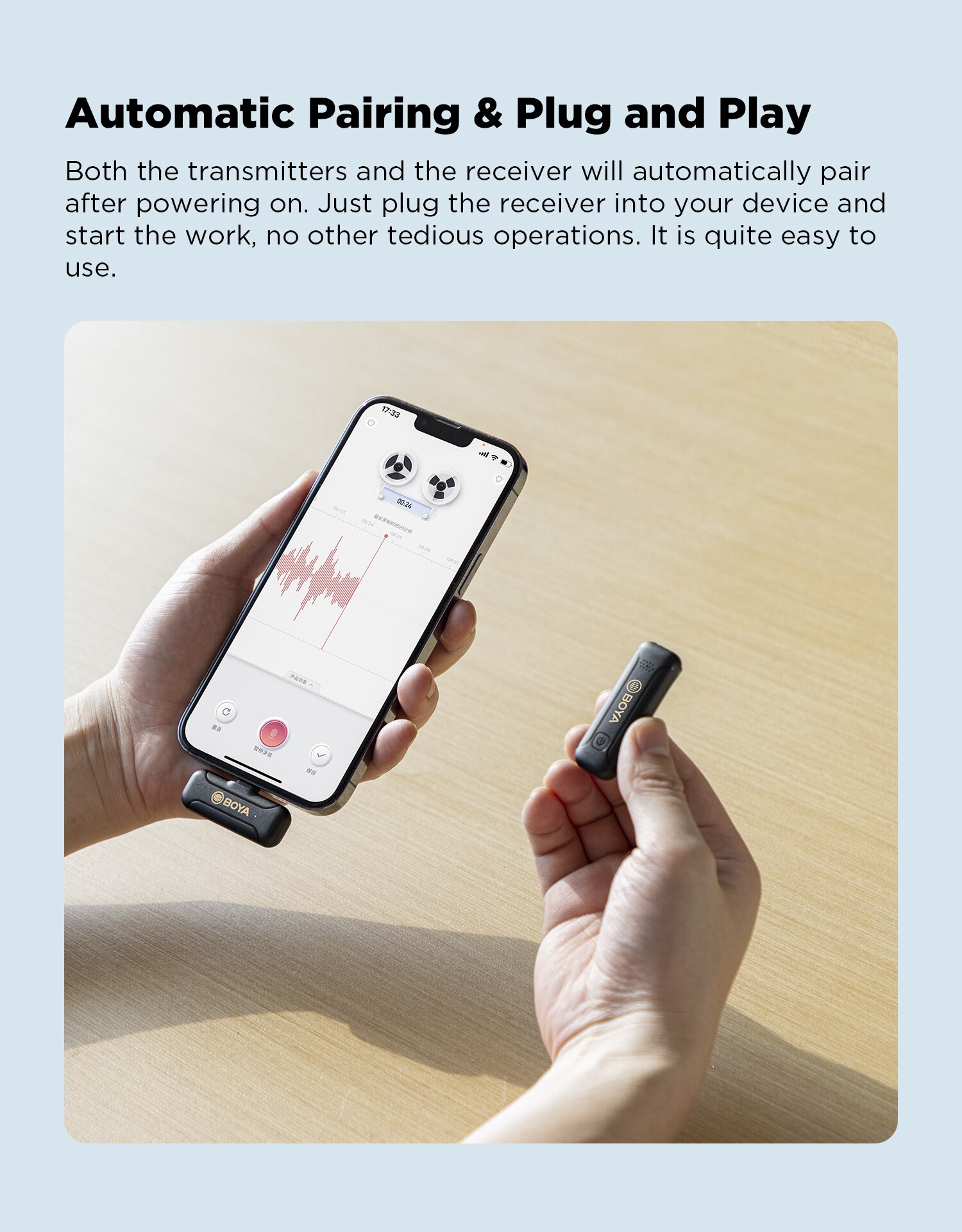 BOYA BY-WM3T2 U1/D1 Wireless lavalier Lapel Recording Microphone Type-C iphone for Mobile Phone/Tablet/Laptop Live Streams Vlog