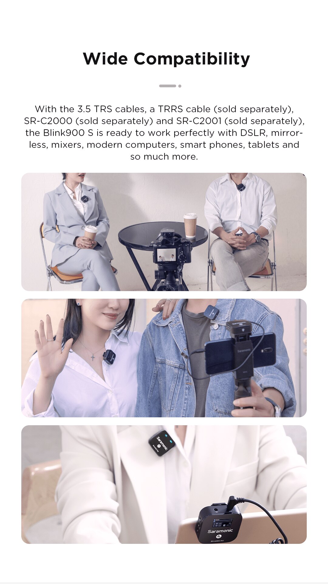 Saramonic Blink900 S 2.4GHz Dual-Channel Condenser Wireless Lavalier Microphone for Smartphone DSLR Camera Recorder Youtube Vlog