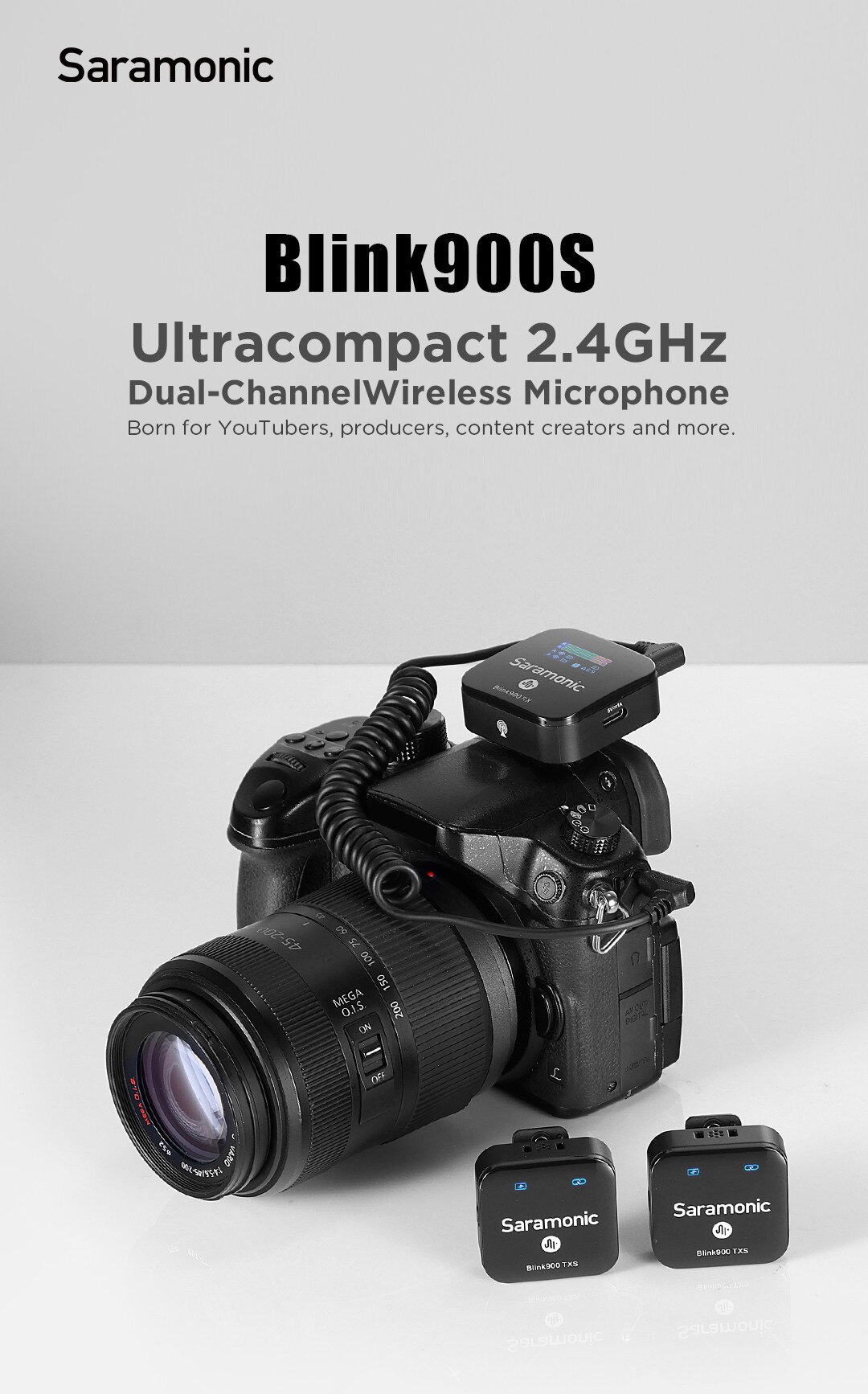 Saramonic Blink900 S 2.4GHz Dual-Channel Condenser Wireless Lavalier Microphone for Smartphone DSLR Camera Recorder Youtube Vlog