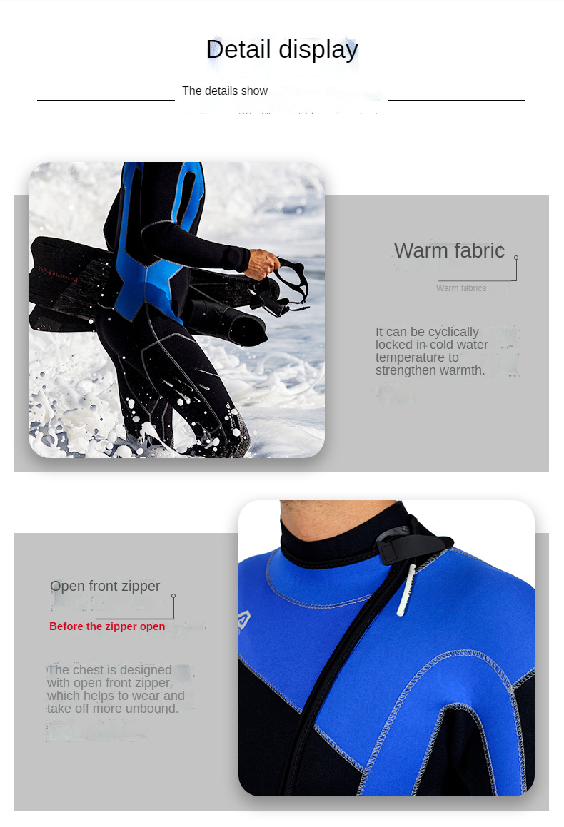 3MM Neoprene Wetsuit Men Surf Swimming Suit Kayak Jet Ski Surfing Spearfishing Scuba Diving Suit Water Sports Snorkeling Wetsuit