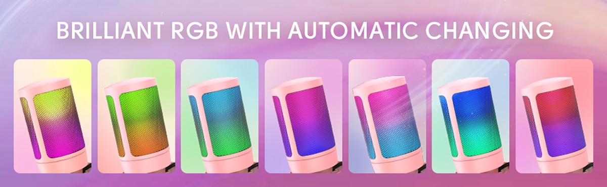 FIFINE USB Gaming PC Microphone for Streaming Podcasts,AmpliGame RGB Computer Condenser Desktop Mic for studio/Video-Pink