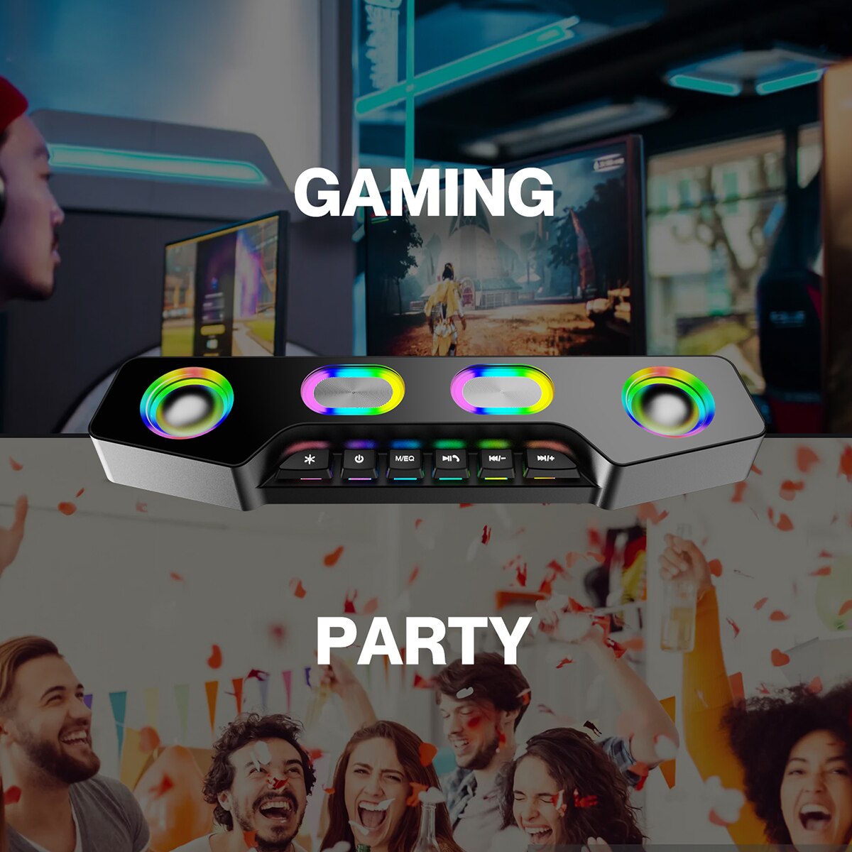 FIFINE Computer Speaker,Bluetooth-compatible Wireless Gaming RGB Desktop Speaker for PC,Laptop,Phones,Streaming Party-AmpliGame