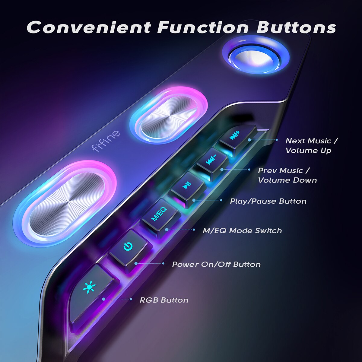 FIFINE Computer Speaker,Bluetooth-compatible Wireless Gaming RGB Desktop Speaker for PC,Laptop,Phones,Streaming Party-AmpliGame