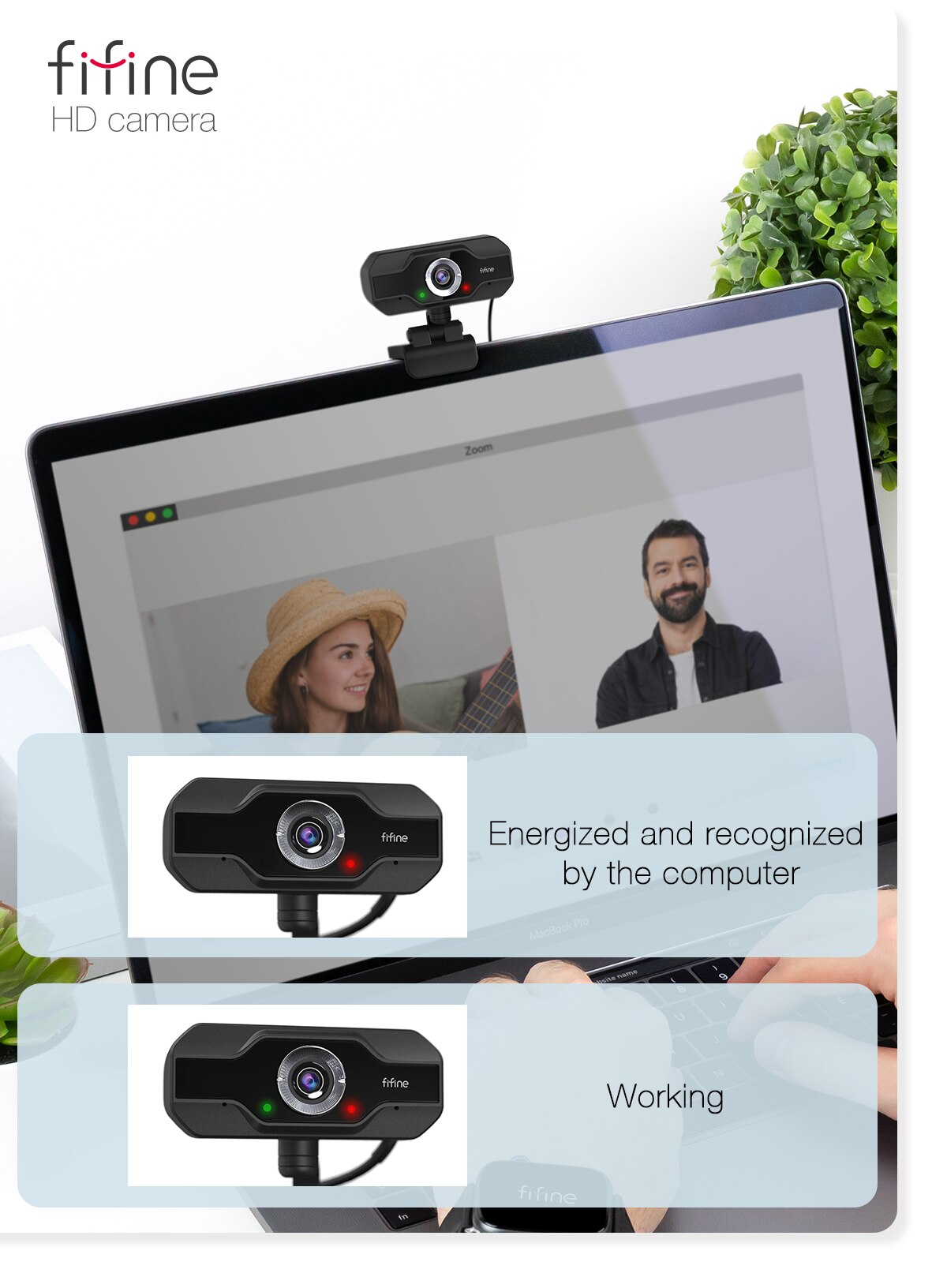 FIFINE 1080P Full HD PC Webcam for USB Desktop & Laptop , Live Streaming Webcam with Microphone HD Video,for Video Calling-K432