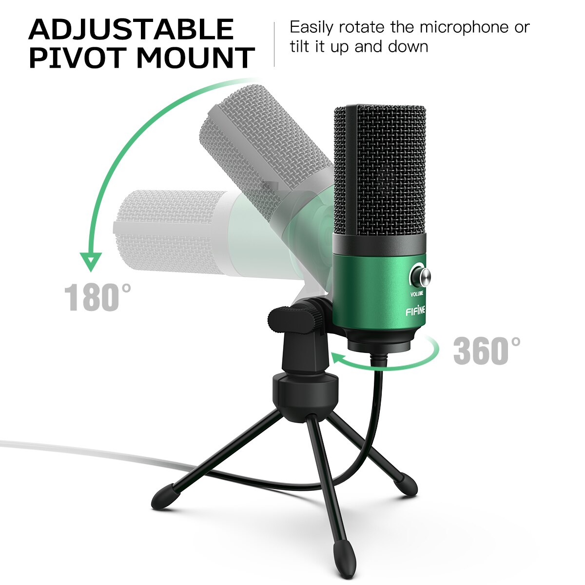 FIFINE USB Metal Microphone,Cardioid Recording MIC for Streaming Broadcast and Videos for Laptop MAC Windows -K669 green