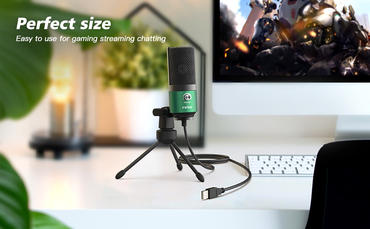 FIFINE USB Metal Microphone,Cardioid Recording MIC for Streaming Broadcast and Videos for Laptop MAC Windows -K669 green