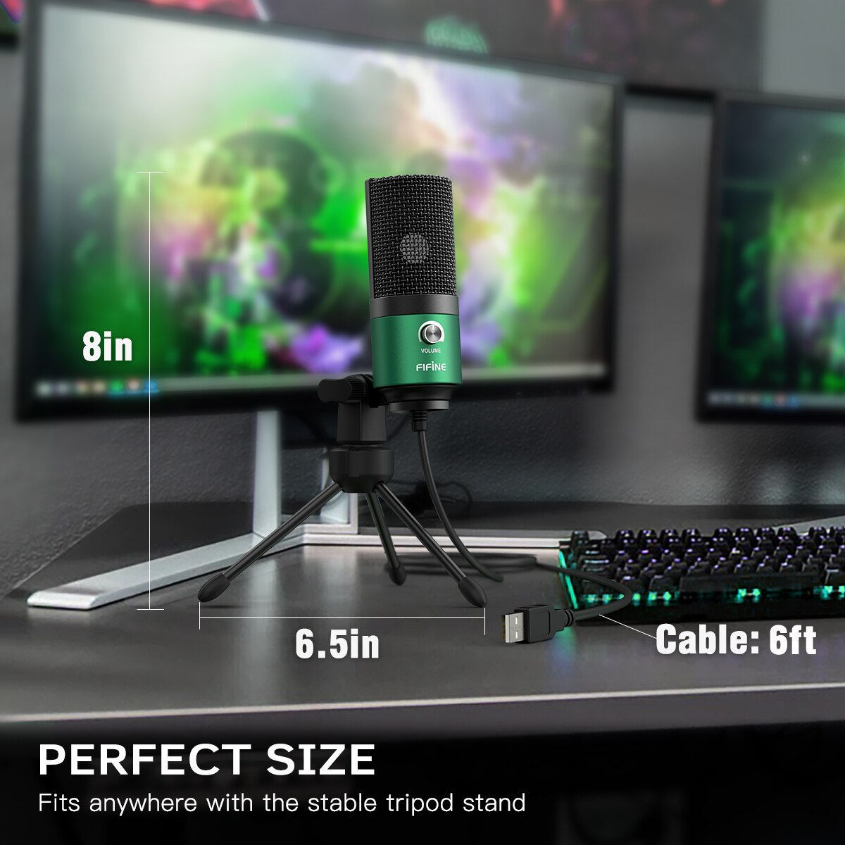 FIFINE USB Metal Microphone,Cardioid Recording MIC for Streaming Broadcast and Videos for Laptop MAC Windows -K669 green