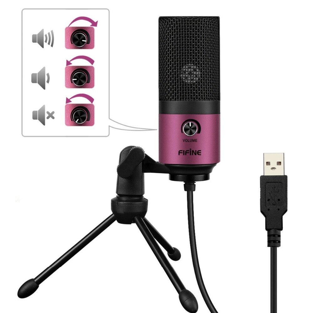 USB MIC Fifine Desktop Condenser Microphone for Videos Live Broadcast Online Meeting Skype suit for Windows Laptop k669