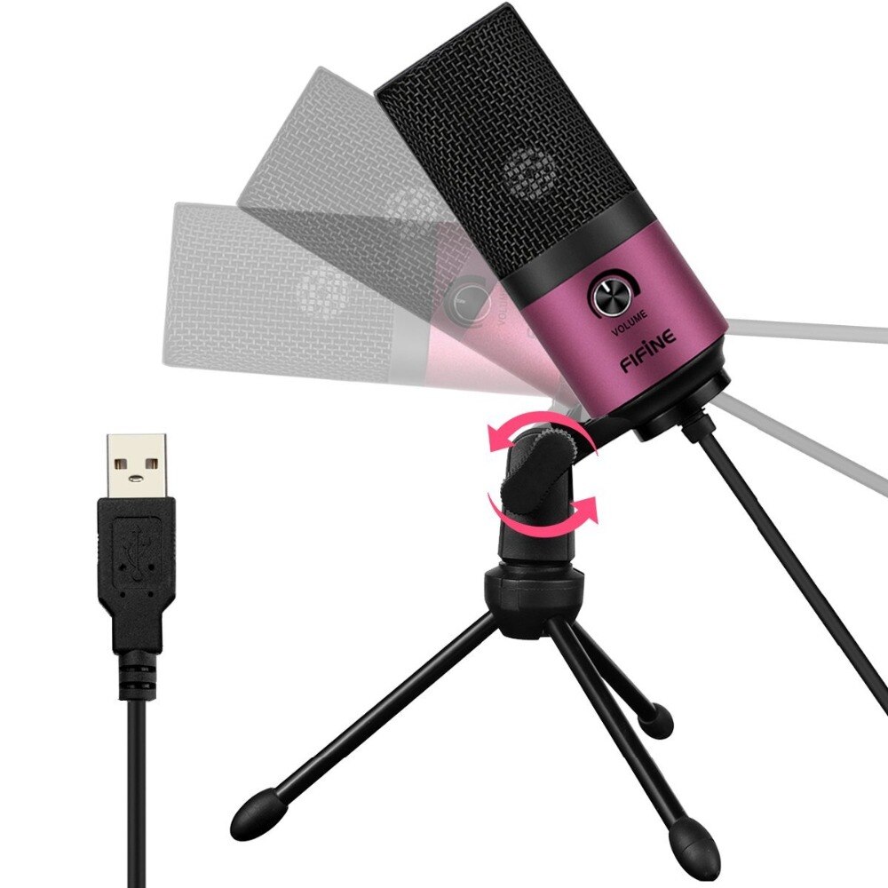 USB MIC Fifine Desktop Condenser Microphone for Videos Live Broadcast Online Meeting Skype suit for Windows Laptop k669