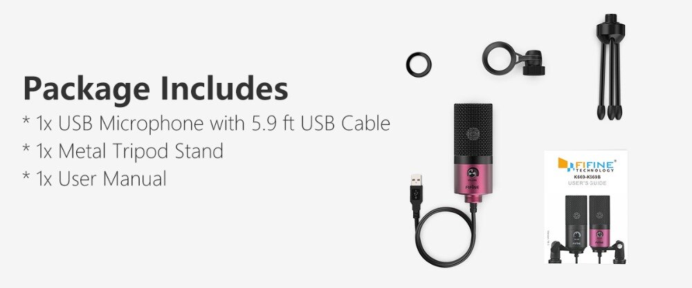 USB MIC Fifine Desktop Condenser Microphone for Videos Live Broadcast Online Meeting Skype suit for Windows Laptop k669