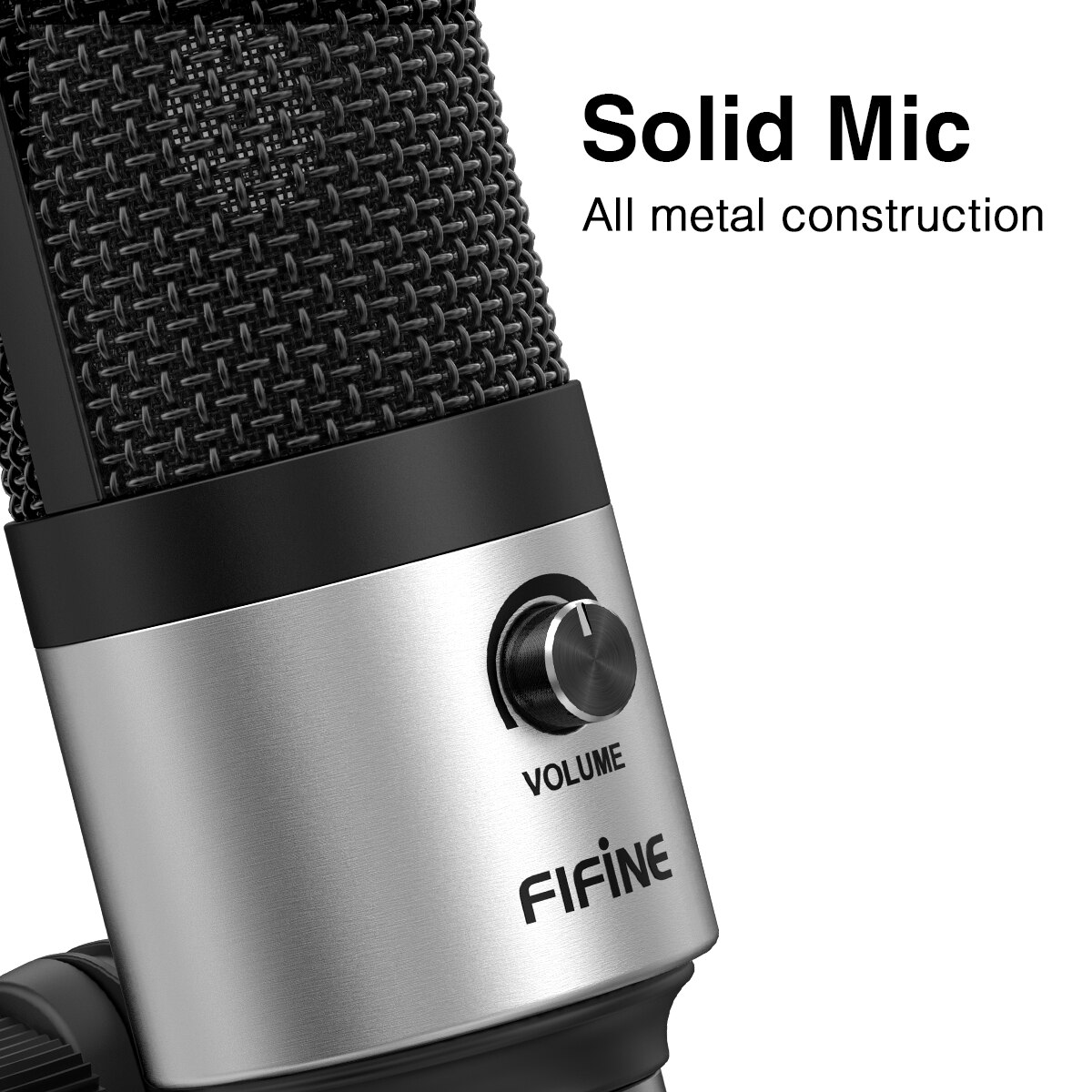 FIFINE Metal Computer Microphone USB MIC kit with Volume Knob for Windows Leptop,Voice Over for Video&Audio Recording-K669S
