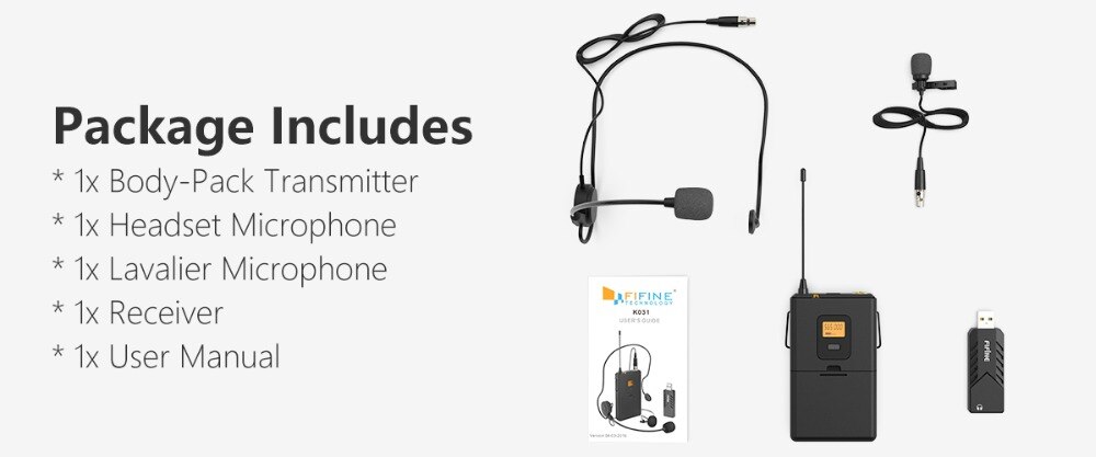 Fifine Wireless Lavalier Microphone for PC & Mac, Condenser Microphone with USB Receiver for Interview, Recording & Podcast