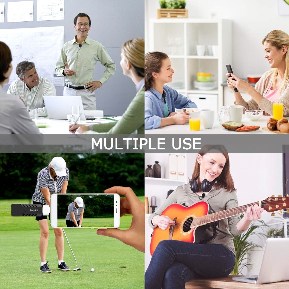 Fifine Wireless Lavalier Microphone for PC & Mac, Condenser Microphone with USB Receiver for Interview, Recording & Podcast