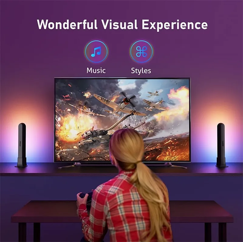 RGB Symphony Lights LED Desktop Atmosphere Night Light Music Rhythm Ambient Pickup Lamp App Control Strip Light Decor TV