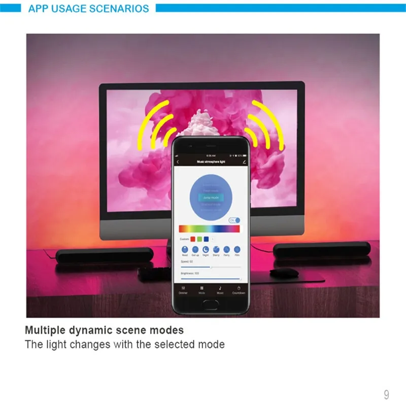 RGB Symphony Lights LED Desktop Atmosphere Night Light Music Rhythm Ambient Pickup Lamp App Control Strip Light Decor TV